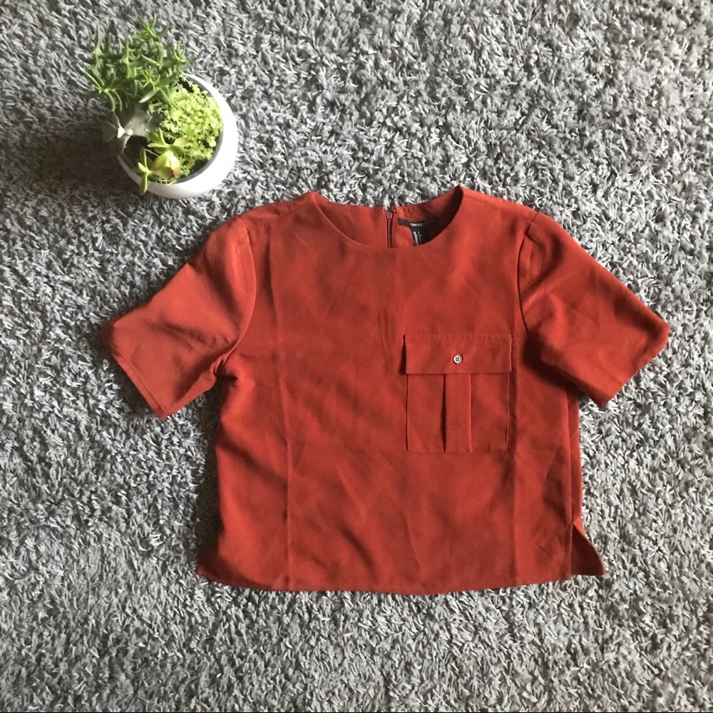 Orange Blouse With Pocket